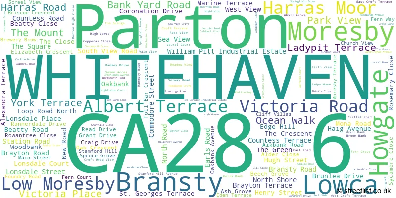 A word cloud for the CA28 6 postcode